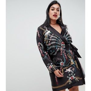 ASOS Black Floral Embroidered Long Sleeve Dress